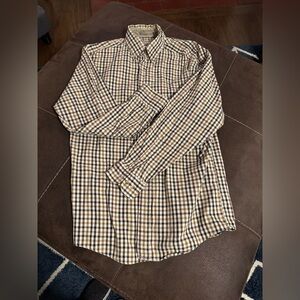 Arrow Men's Beige and Blue Checkered Shirt